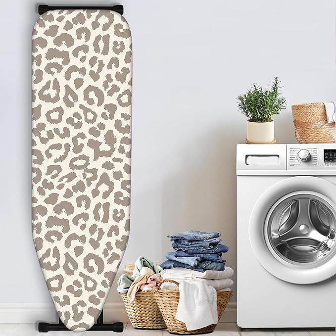 Nuxovilar Beige & Gray Leopard Print Pattern Ironing Board Cover, 15×54 inch