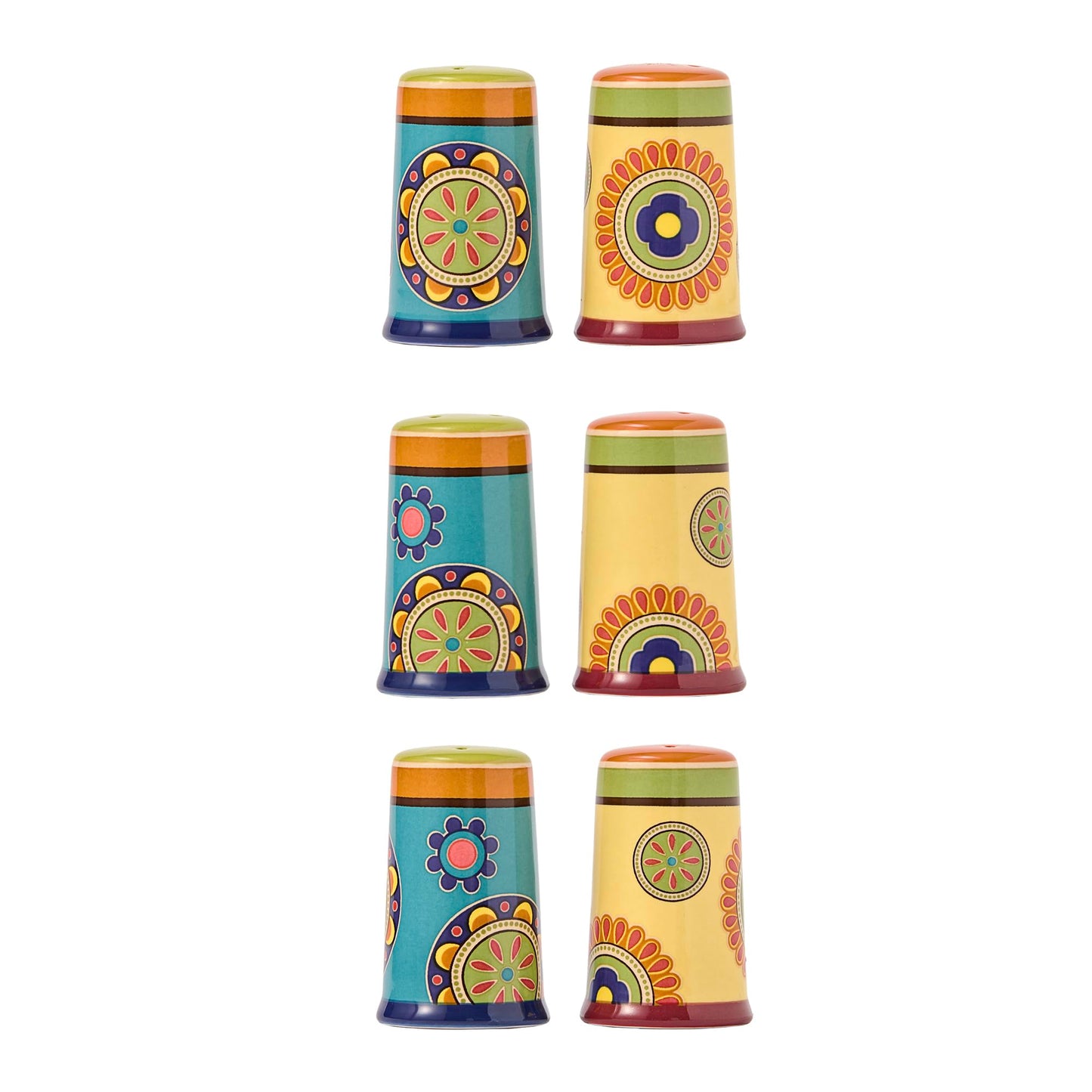 Bico Tunisian Ceramic Salt & Pepper Shaker Set, for Kitchen or Decor, Dishwasher Safe