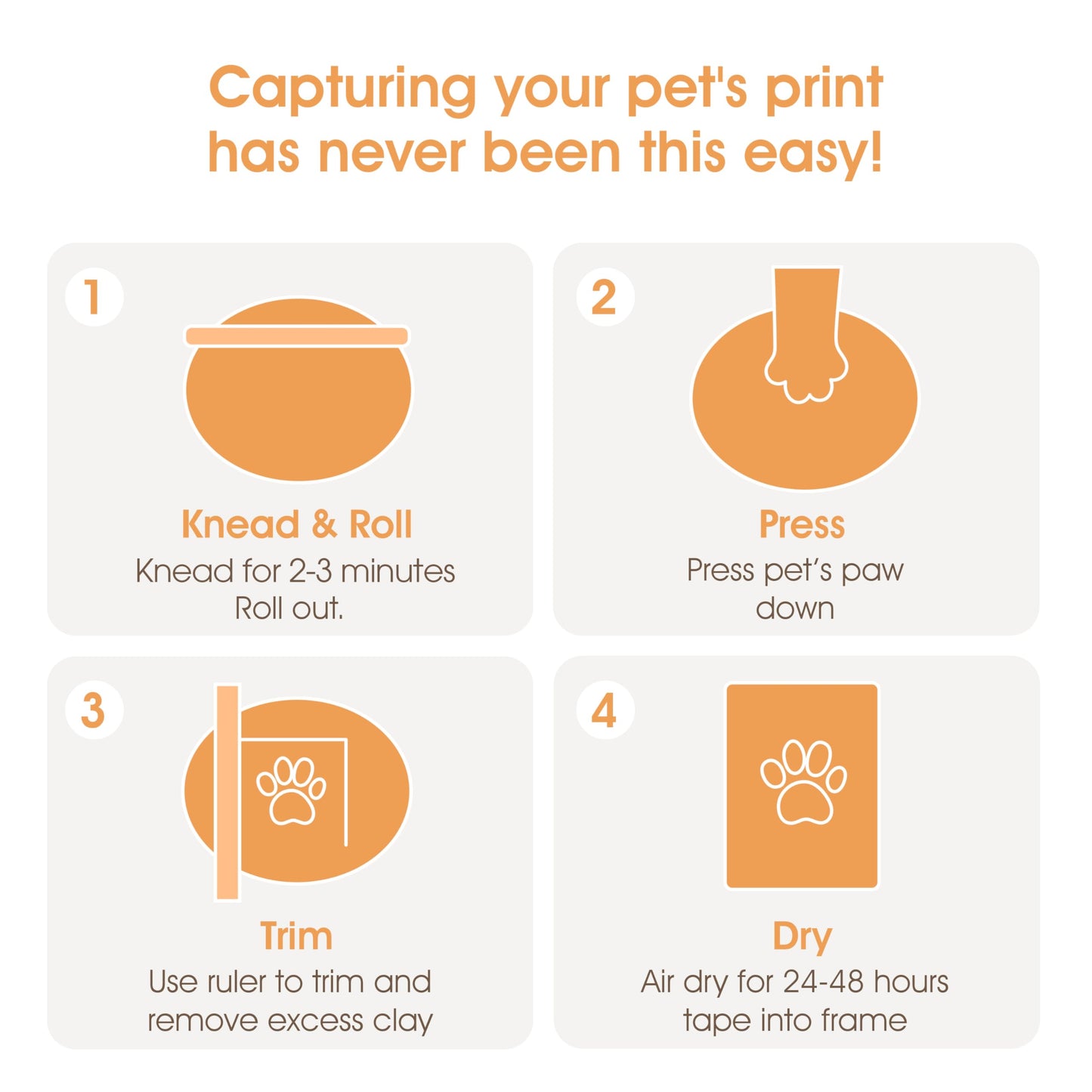 Pearhead Pet Paw Print Photo Frame with Clay Imprint Kit - Wooden Photo Frame, DIY No-Mess Pawprint Keepsake, Perfect for Cats & Dogs, Ideal Memorial and Home Decor Gift, Distressed Gray