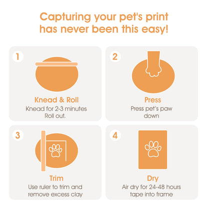 Pearhead Pet Paw Print Photo Frame with Clay Imprint Kit - Wooden Photo Frame, DIY No-Mess Pawprint Keepsake, Perfect for Cats & Dogs, Ideal Memorial and Home Decor Gift, Distressed Gray