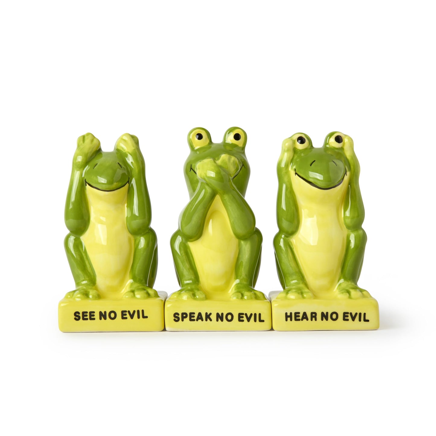 Animal Salt and Pepper Shakers with Toothpick Holder Set (Frog)