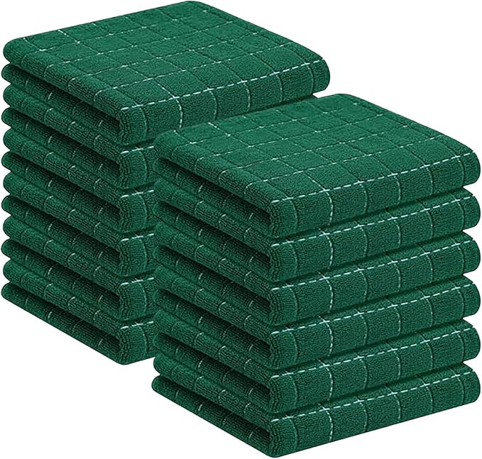 Homaxy 100% Cotton Terry Kitchen Towels, Checkered Designed, Soft and Super