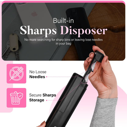 STRAWBERRY & CO Insulin Cooler Travel Case - Built-in Sharps Dispenser & Temperature-Control Organizer- TSA Approved Diabetic Pen Storage for Ozempic, Insulin Pens & Needles - Compact & Leak-Proof