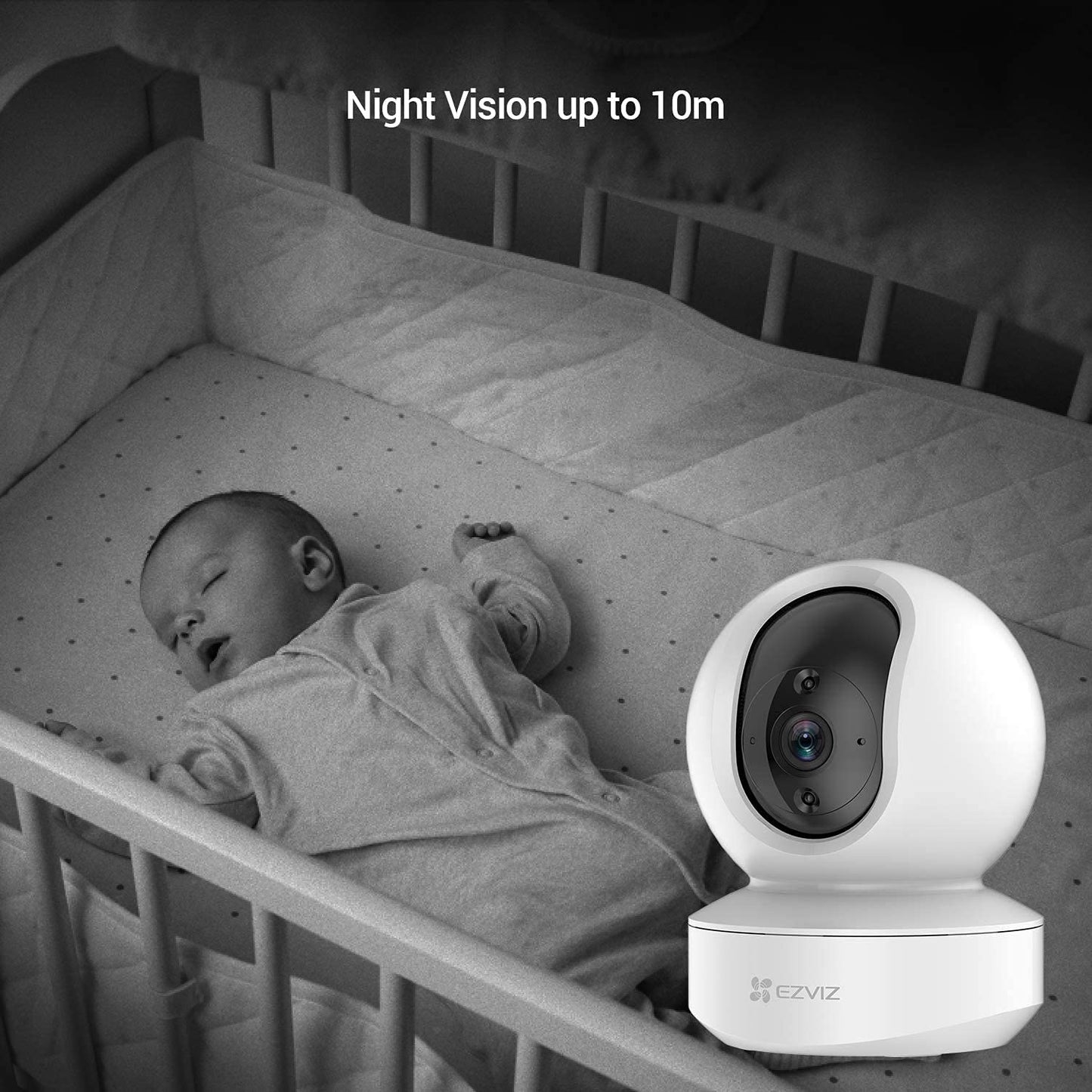 EZVIZ Indoor Camera No Monthly Fee, 256GB Supports, Baby Monitor Camera, Pet Camera. Motion Detection, Auto Tracking, Night Vision, Alarm, Two Way Audio, 2.4G Wifi, Alexa Google IFTTT Control(TY1 2MP)