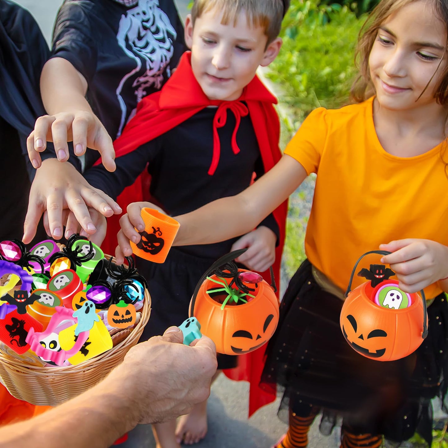 SpringFlower 336 PCS Halloween Party Favors,48 Pack Prefilled Pumpkins With Toys, Halloween Party Favors Bulk Kids Trick or Treat & Classroom School Rewards, Halloween Gifts