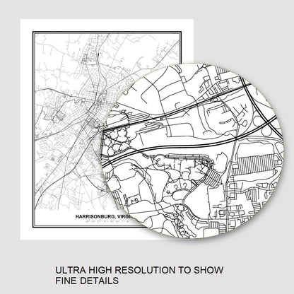 Susie Arts 11X14 Unframed Harrisonburg Virginia Wall Art Map Metropolitan City Road View Abstract Street Print Poster Decor Home Office sdm134