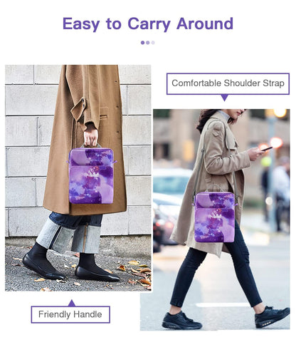 MoKo Laptop Case Compatible with MacBook Pro 13 Inch M2 2022/Pro M1 Pro/M1 Max 14.2 2021, Tab S8 Ultra 14.6 inch, Carry Case with Shoulder Strap & Handle, Compartments Protective Case, Purple Starry