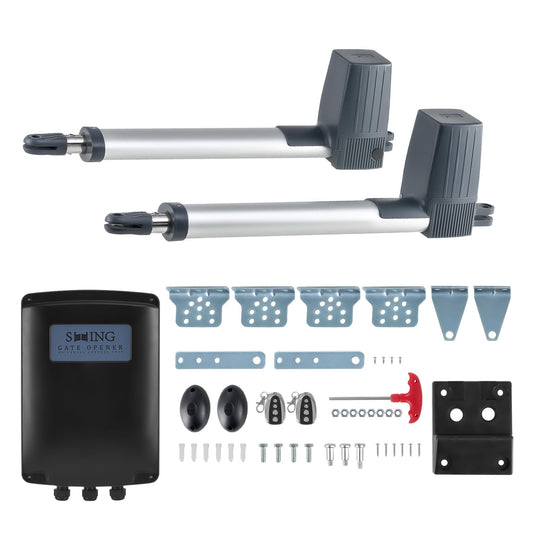 CO-Z ADSW4 Automatic Gate Opener Kit, Dual Swing Gate Openers for Doors up to 1300lb 20ft, Electric Driveway Gate Openers with Remote Kit Infrared Sensors Equipped Solar Battery Charging Compatible