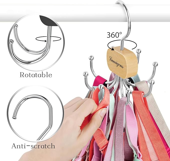 Belt Hanger, Belt Organizer for Closet, Rotatable Tie Rack, Belt Holder