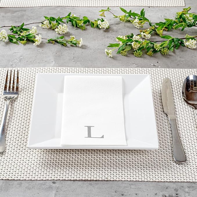 Luxenap 15.8 X 7.9 Inch Linen-Feel Guest Towels, 50 Lettered Hand Towels