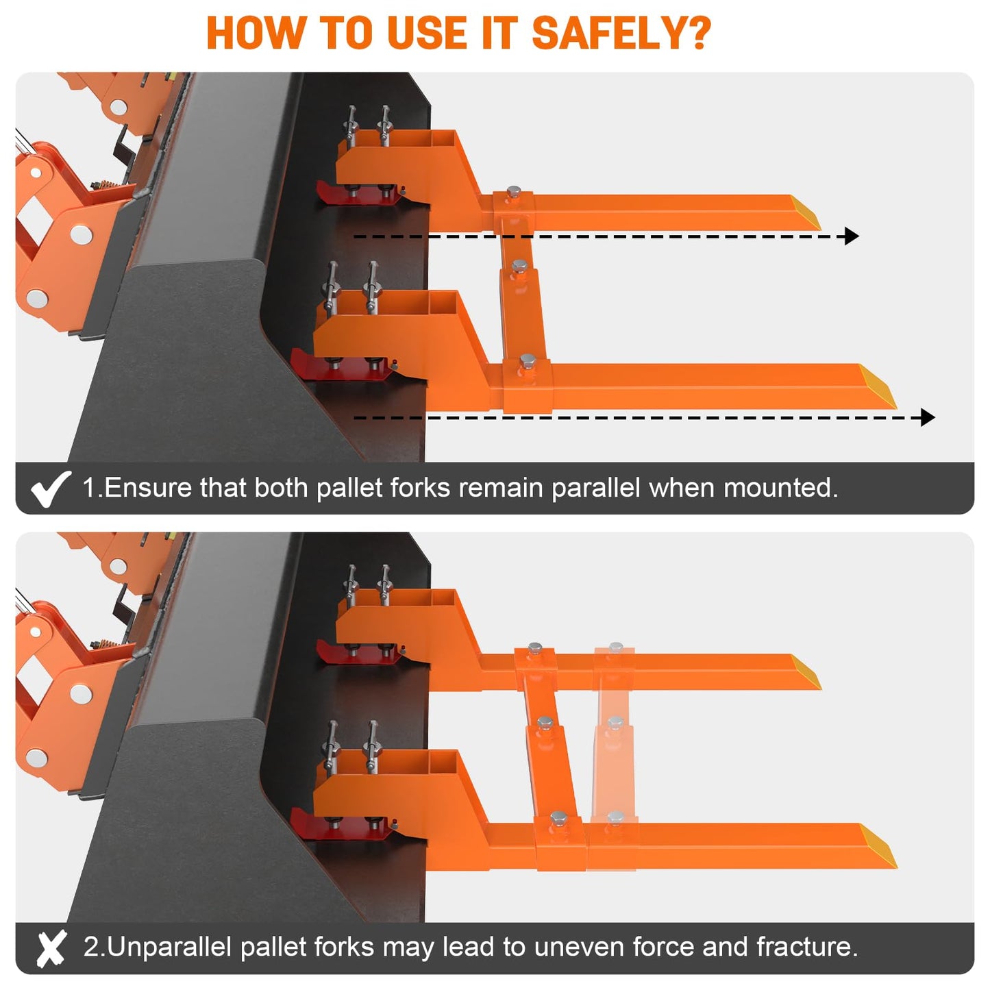 2026 Upgraded 43" Tractor Bucket Forks,Clamp on Pallet Forks with Anti-Slip Tongue 2000LBS,Twin Screw Design,Adjustable Stabilizer Bar,Heavy Duty Skid Steer Pallet Forks for Tractor Bucket Loader