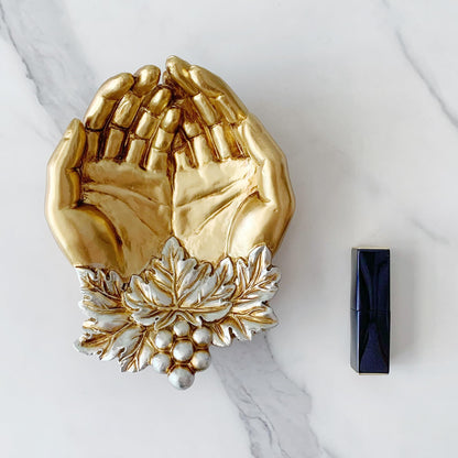 Pewery Jewelry Dish, Resin Hand Shaped Ring Holder Jewelry Organizer, Trinket Dish Tray for Christmas Birthday Wedding Gifts