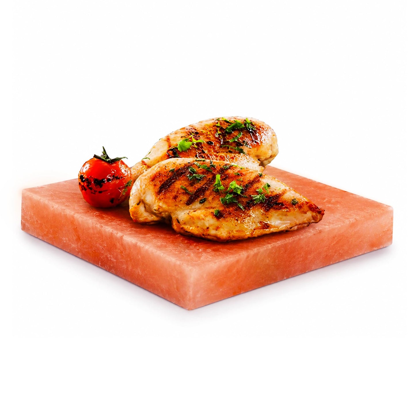 ZK Himalayan Salt Cooking Block 8"x8"x1” Plate with Steel Tray Holder- Food Grade Rock Salt for Grilling, Cutting, and Serving, Salt Slab a Unique Gift for Men, Women, Chefs & Cooks