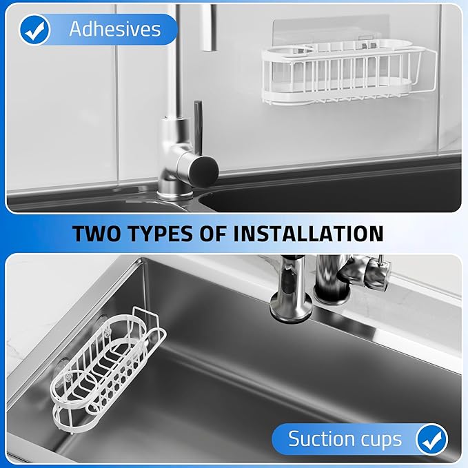 Cisily Kitchen Sink Caddy Sponge Holder in The Sink, Stainless Steel Kitchen