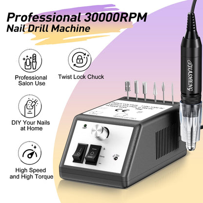 20000RPM Electric Nail Drill Professional Nail File Drill Acrylic Nails Kit for Manicure Gel Nail Polish Remover with 1 Pack of Sanding Bands(Pink)