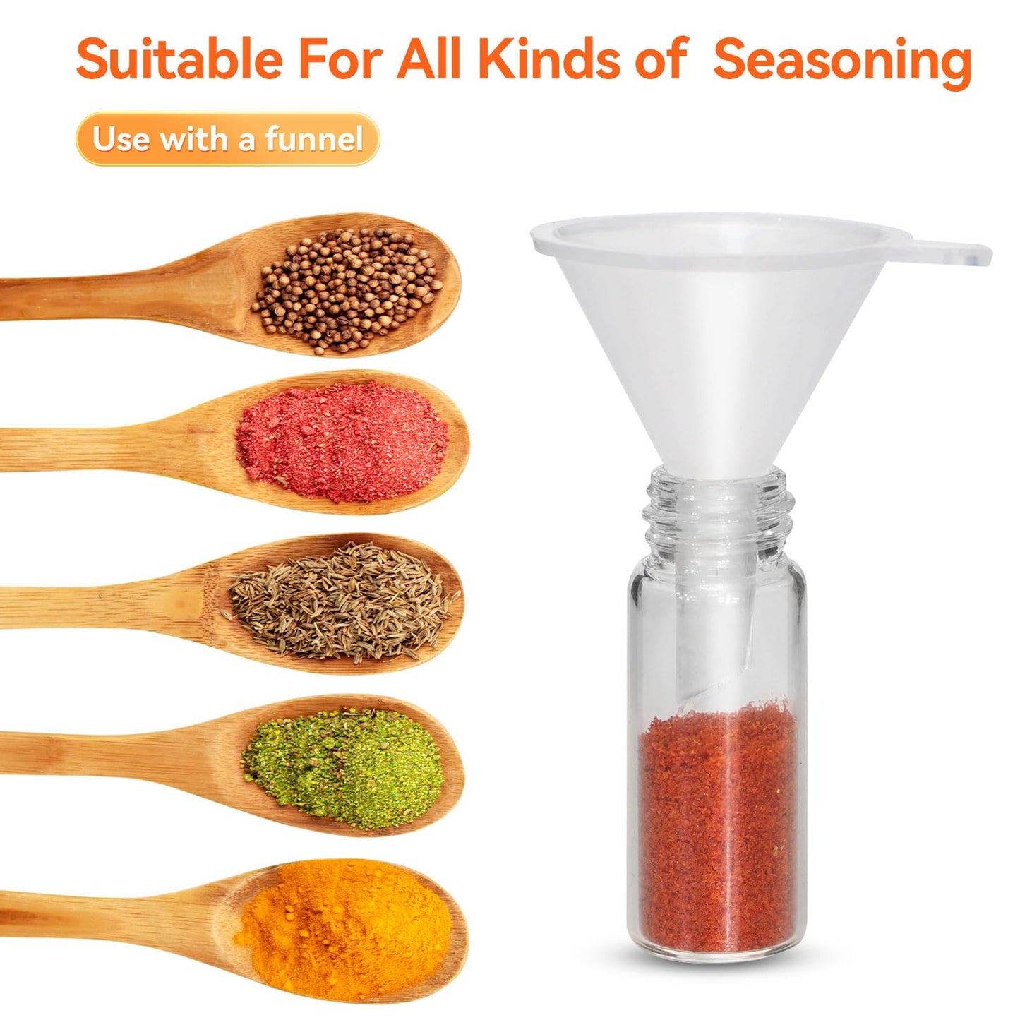6-Pack Mini Seasoning Jars, Portable Condiment Dispensers with Spoon, Airtight & Transparent Glass Vials, 5ml Capacity Each, for Camping, Outdoor Activities, Travelling, and Kitchen Daily Use
