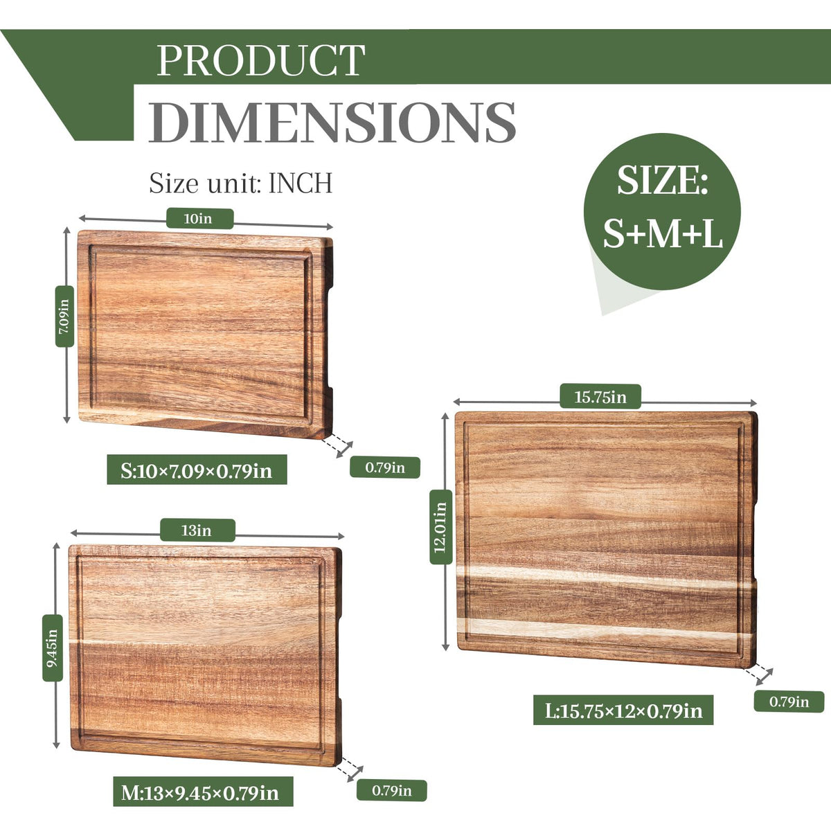Cutting Boards for Kitchen with Wood Storage Stand Chopping Board Acacia Wood Cutting Board Juice Groove Easy-Grip Handles,Serving Tray for Charcuterie Meat Vegetables(Multi-Size Set | 3 Pack)