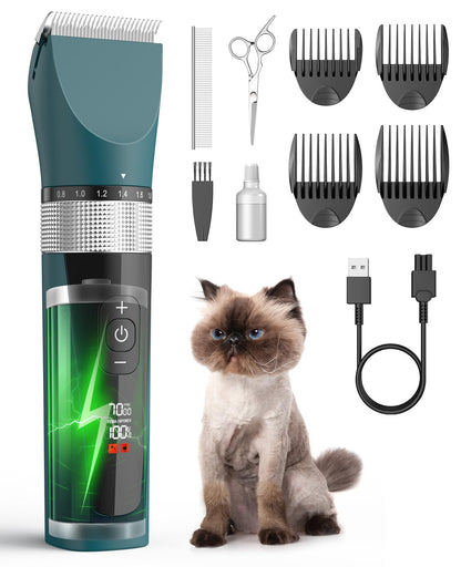 oneisall Cat Clippers for Matted Fur, 5-Speed Quiet Cordless Cat&Dog Grooming Clippers for Long Hair,IPX6 Waterproof Dog Trimmer Shaver for Dogs Cats Animals