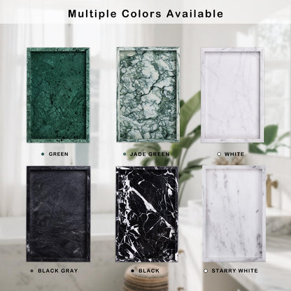 Homaura Marble Bathroom Tray for Countertop & Home Decor, Natural Decorative Marble Tray for Jewelry & Perfume Organizer, Luxury Stone Vanity Trays for Dresser, Kitchen Counter, 12" x 8", Gray Black