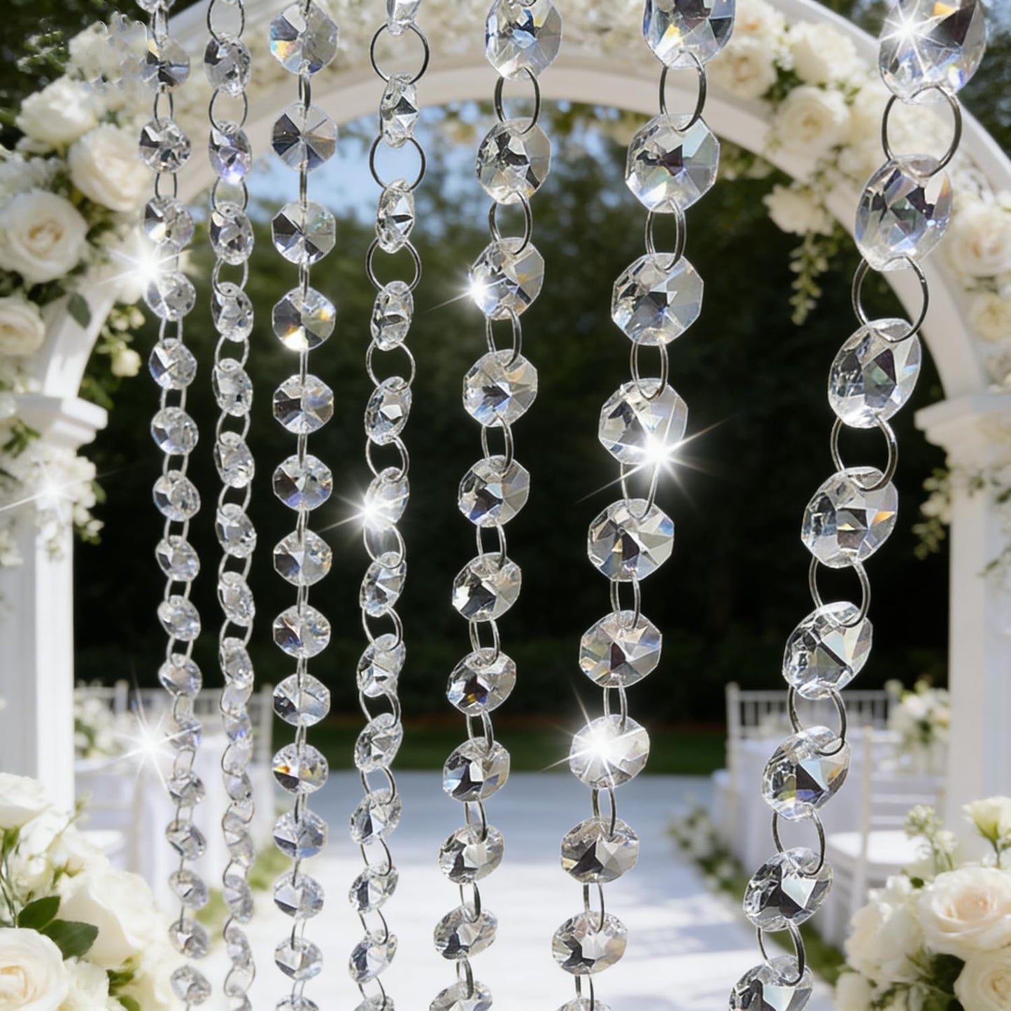 33ft Acrylic Crystal Beads Garland 14mm Chandelier Gem Beads Chain Hanging Crystals Beads Strings for Wedding Party Manzanita Centerpiece Christmas Tree