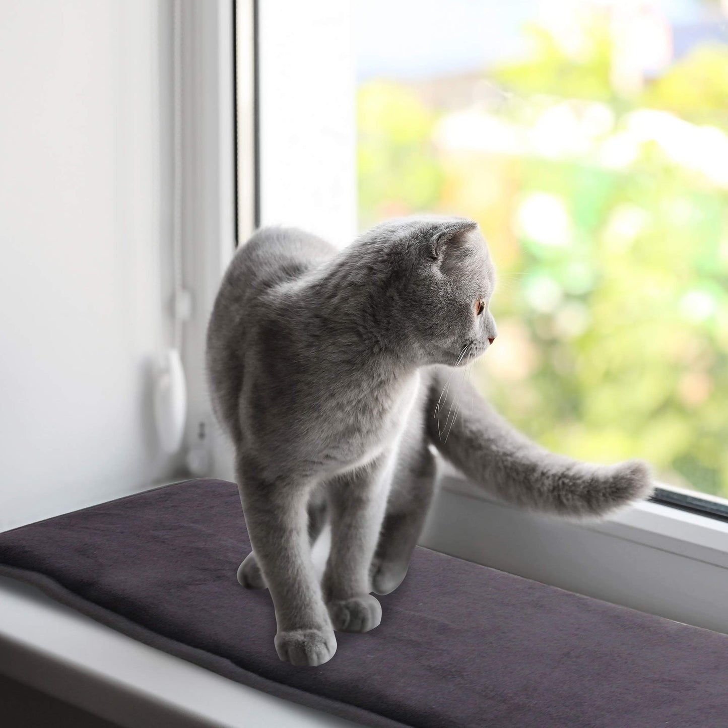 Pet Prime Cat Window Bed, Cat Window Hammock, Sill Non-Slip Lounger Cushion for Windowsill 90x28cm(Grey)