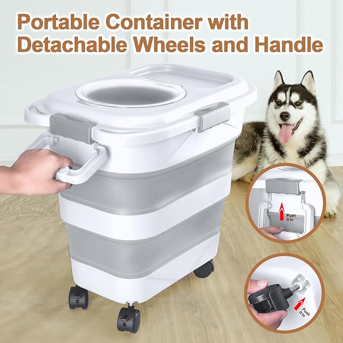 Dog Food Storage Container, 10-20 lbs Airtight Collapsible Cat Food Storage