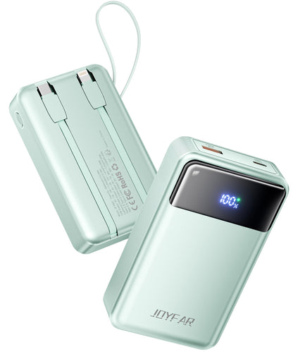 Portable-Charger-Power-Bank Travel Essentials Battery Pack USB C 30000mAh Built in Cable 22.5W Phone Fast Charging Powerbank Compatible with iPhone 16 15 14 13 12 11 iPad Samsung Google Xiaomi