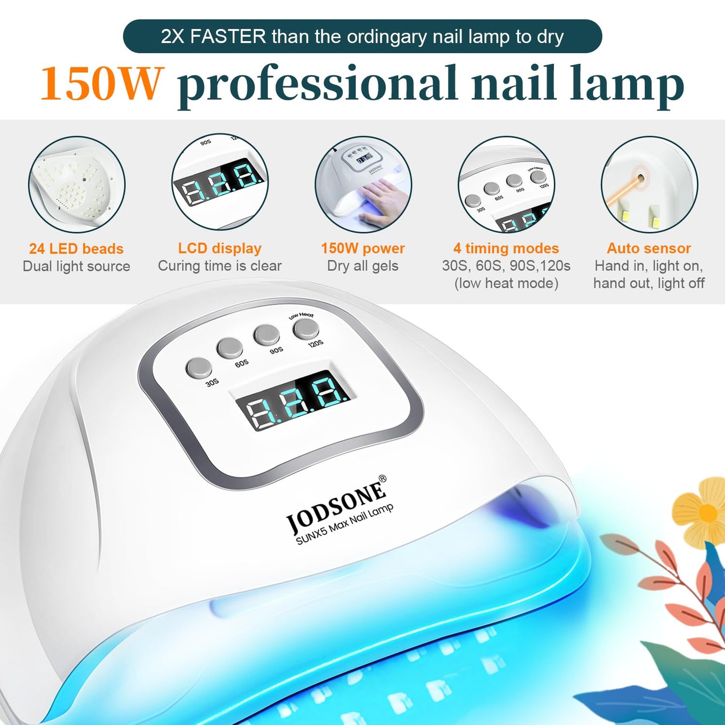 JODSONE Gel Nail Polish Kit with U V Light 32 Colors Gel Polish Nail + 4 Functional Adhesive Bottles Kit Soak Off Manicure Tools Gifts for Women