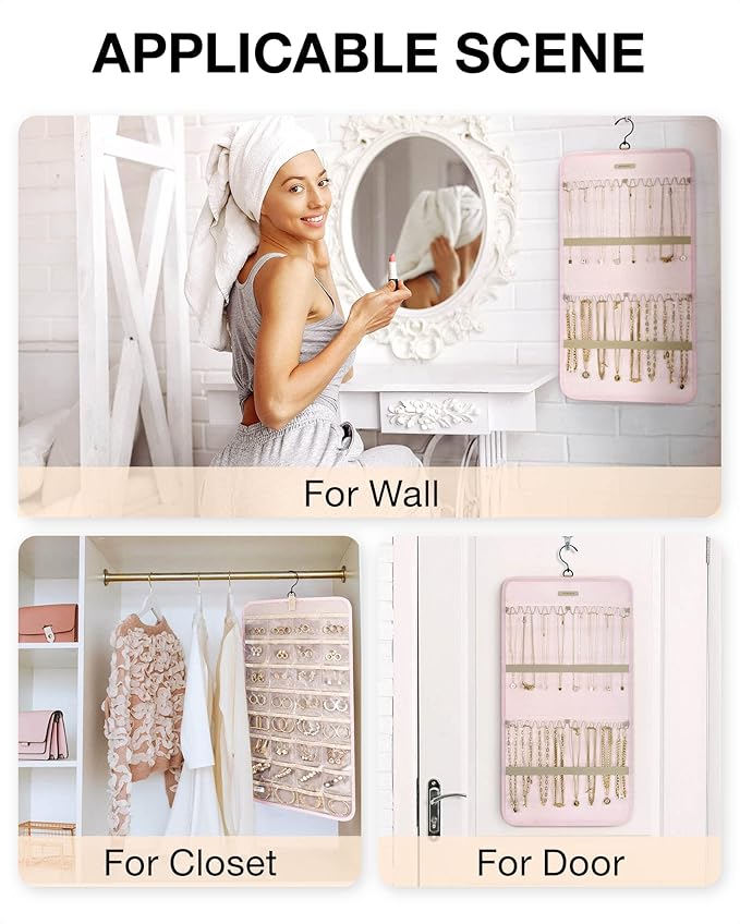 BAGSMART Hanging Jewelry Organizer Storage Roll