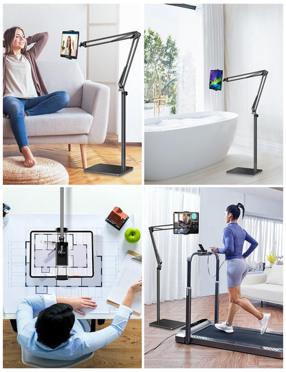 Tablet Floor Stand with 4.2LB Base,Overhead Bed Phone Stand Angle Height Adjustable Tablet Holder Bed,Phone Stand for iPad/iPhoneX/iPad Pro Air Mini, Samsung Tab,E-Readers…