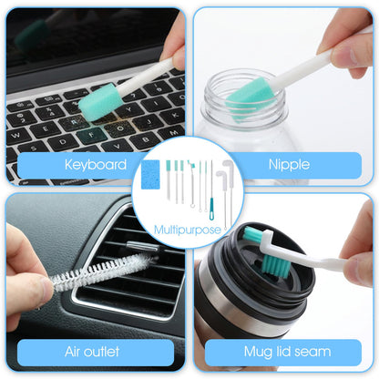 10PCS Ice Machine Cleaner Brush Sets, Small Cleaning Brush, Cleaning Brushes Small Spaces, Scouring Pads, Nylon Brushes, Sponge Brush, for Confined Spaces, Straws, and The Interior of Ice Makers.