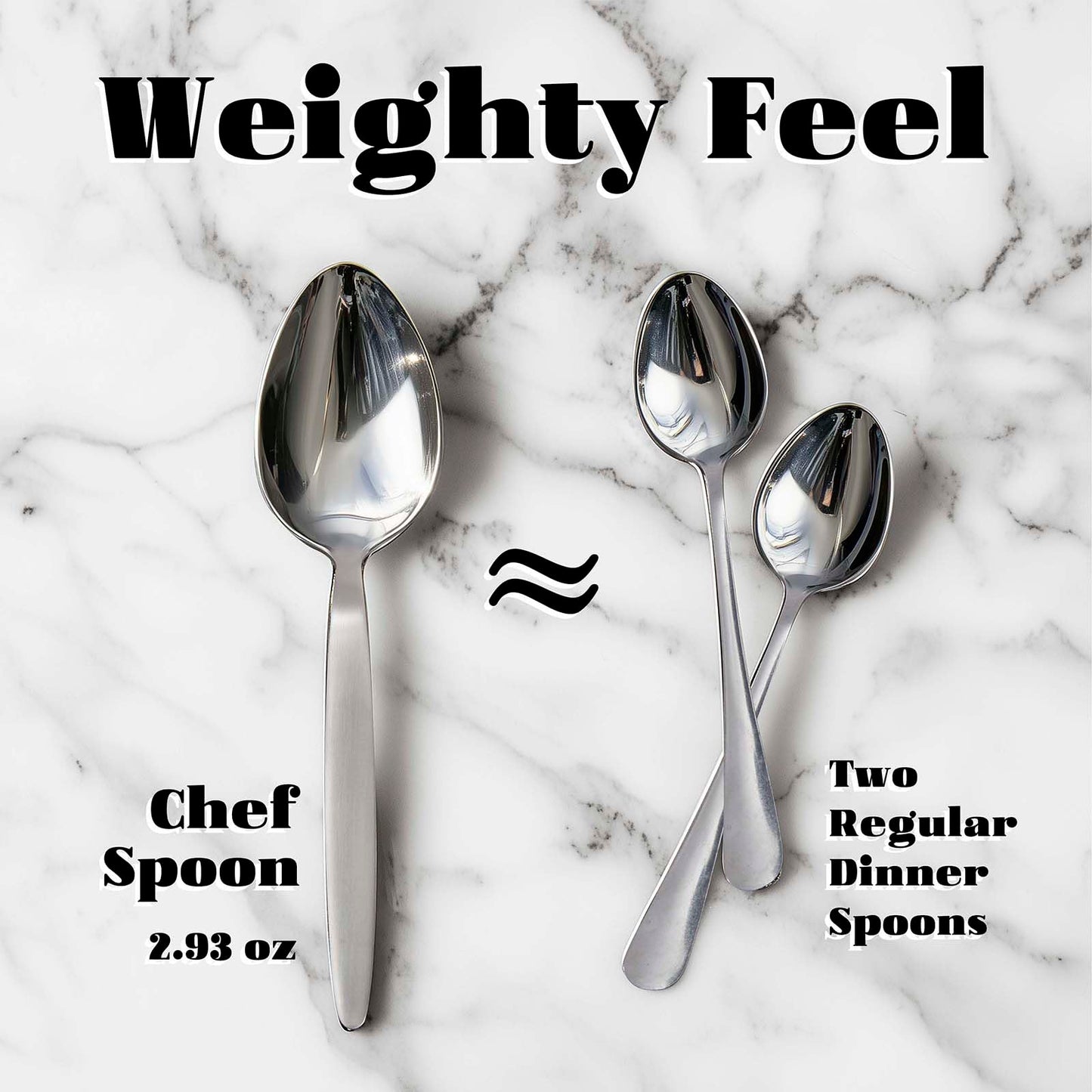 CURISEW 2-Pack Chef Kunz Spoon | Silver Stainless Steel 2 Tbsp Basting Spoon, 9 Inch Solid Sauce Spoons, Big Serving Spoons Stainless Steel, Plating & Quenelle & Cooking