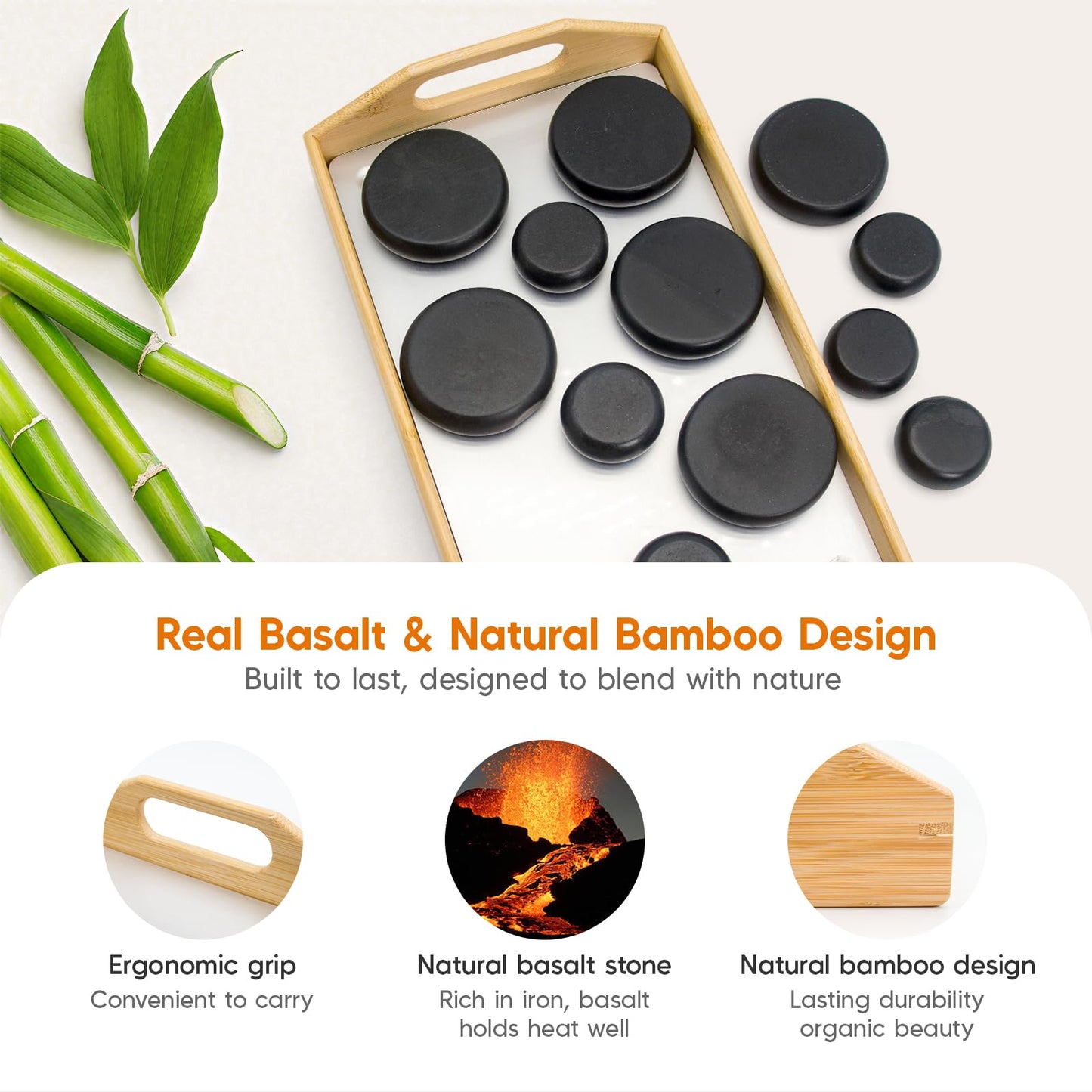 Goodtar Hot Stones Massage Set with 12 Stones & 2 Towels – Massage Tools for Deep Tissue Pain Relief | Professional Hot Rocks Massage Stones Warmer Kit with Bamboo Heater Box for Home Spa Warming