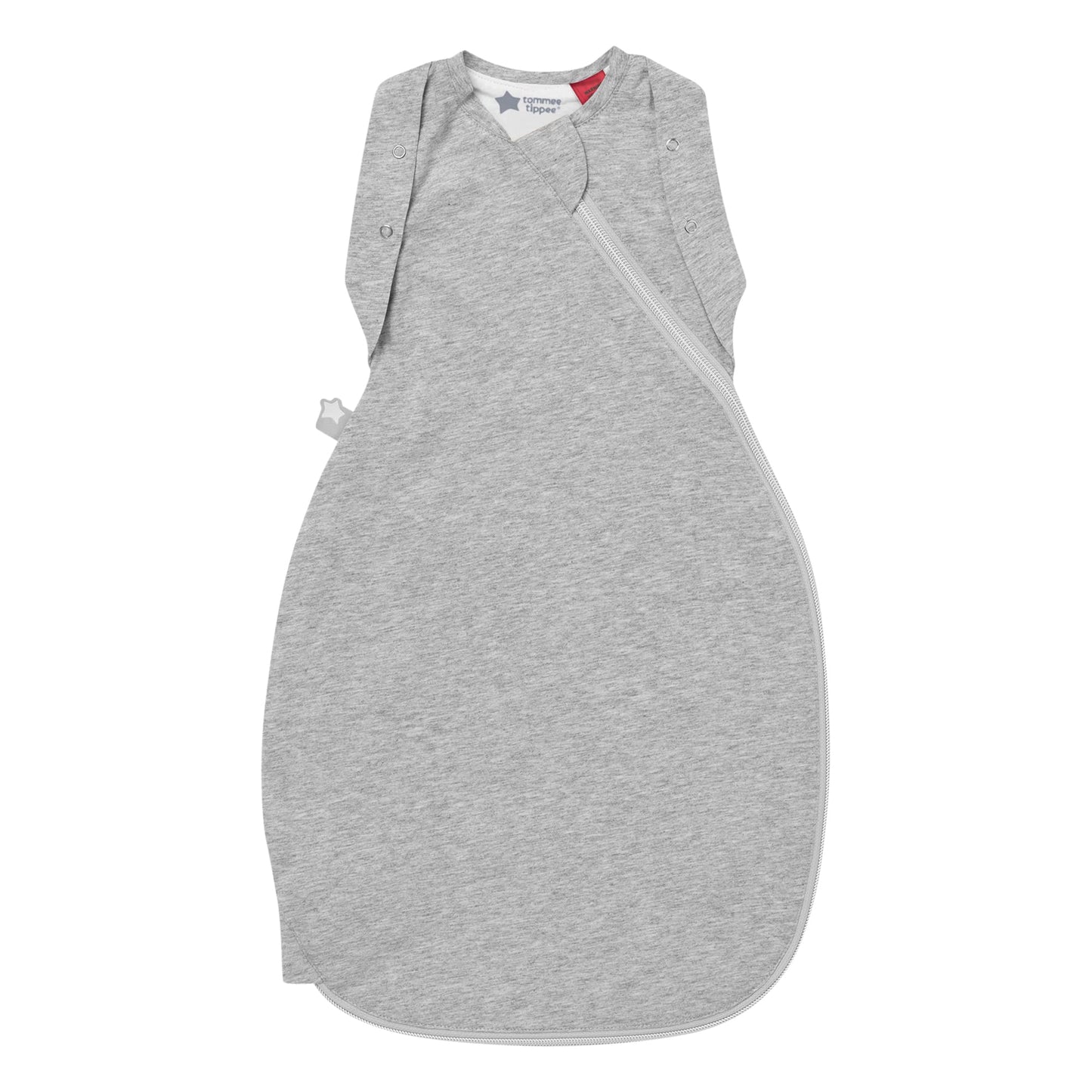 Tommee Tippee Swaddle Bag for Newborns, 0-3m, 2.5 Tog for 16-20°C, Sky Grey Marl Sleeping Bag, Soft Cotton-Rich Fabric, Healthy Hip Development Design, Bottom to Top Zip