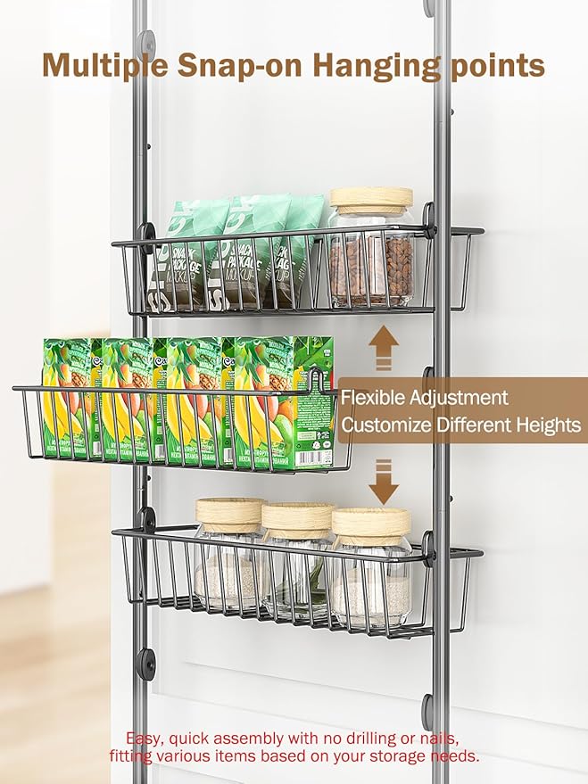 Delamu Over The Door Pantry Organizer, 9-Tier Pantry Door Organizers and Storage