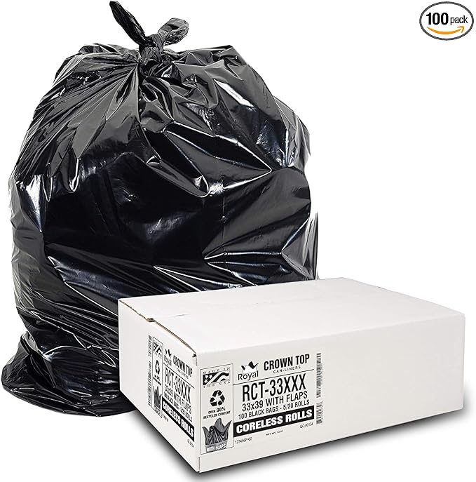 Aluf Plastics RCT-33XXX Heavy Duty 33 Gallon Trash Bags