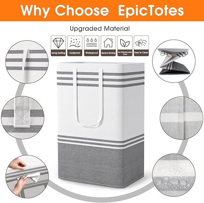 2 Pack Large Home Laundry Basket, Laundry Hamper, Freestanding Waterproof Dirty