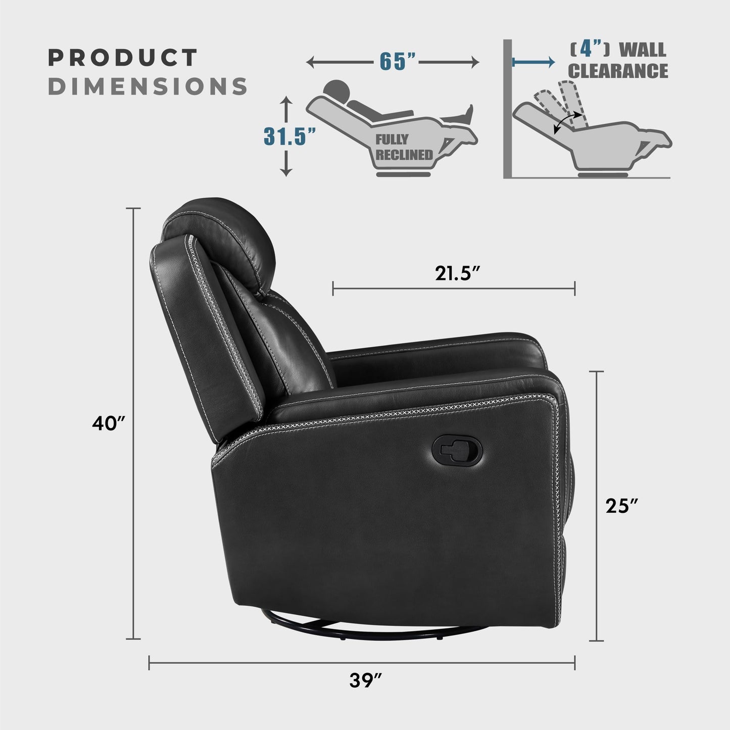 Lexicon Modern Double Recliner Sofa, Faux Leather Reclining Sofa With Center Drop-Down Cup Holders, Storage Pouch, Receptacles, USB Ports, Manual Recliner Couch For Living Room/Office/Apartment, Black