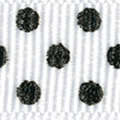 Offray 143252 5/8" Wide Grosgrain Craft and Decorative Ribbon, 9-Foot Spool, Black and White Polka Dots