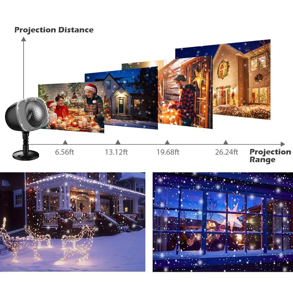 Syslux Christmas Snowfall Projector Lights, Indoor Outdoor Holiday Lights with Remote Control White Snow for Halloween Xmas Party Wedding Garden Landscape Decoration（Snow Spots）