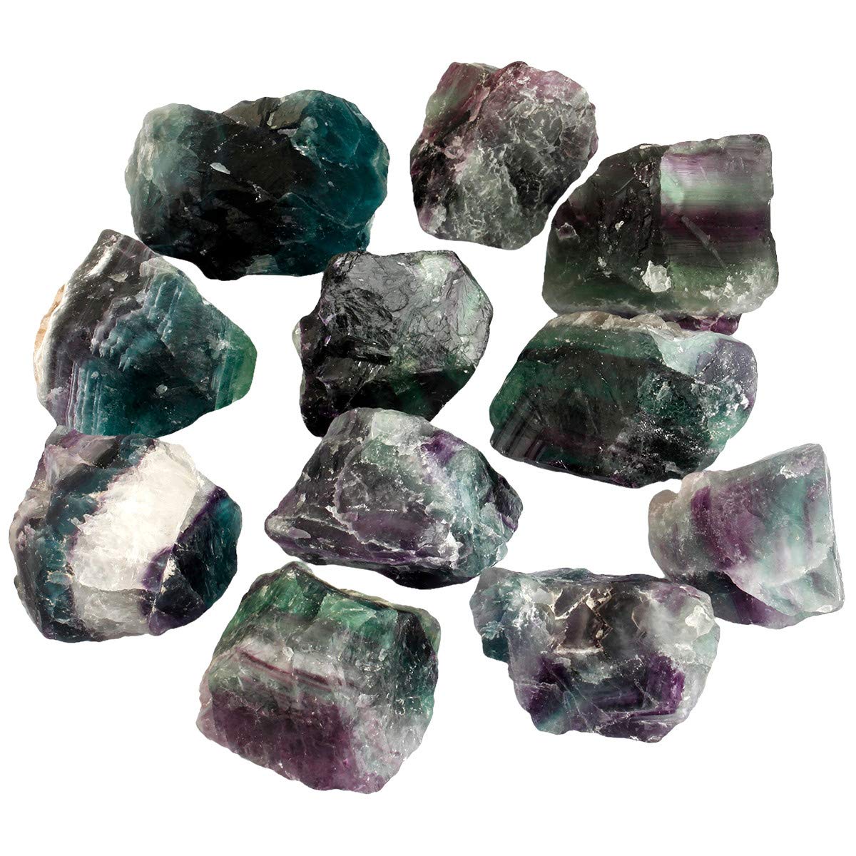 mookaitedecor Natural Raw Green & Purple Fluorite Crystal Stone Mineral Specimen Gemstone for Reiki Healing Home Decoration(0.37-0.7lb)
