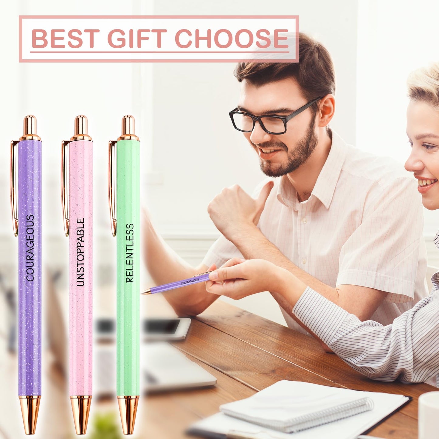 Lestp Fancy Pens Sets for Women Office Inspirational Gifts for Coworkers Boss Employee Nice Cute Pen Set Client Teacher Motivational Gift Essentials Colleges Positive Encourage Gifts New Jobs Gift