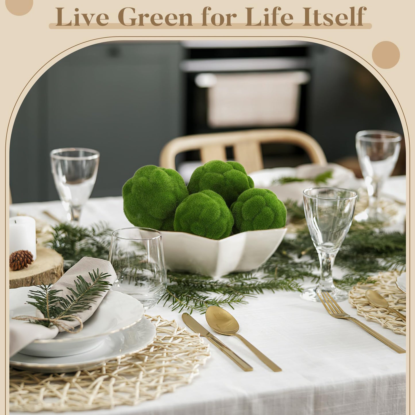 STOBAZA Moss Balls 2 PCS Green Moss Balls Decorative for Bowl Filler, Artificial Greenery Faux Mossy Globes for Forest Core Home Centerpiece Vase Party Wedding Decors - 4" W and 4.7" W