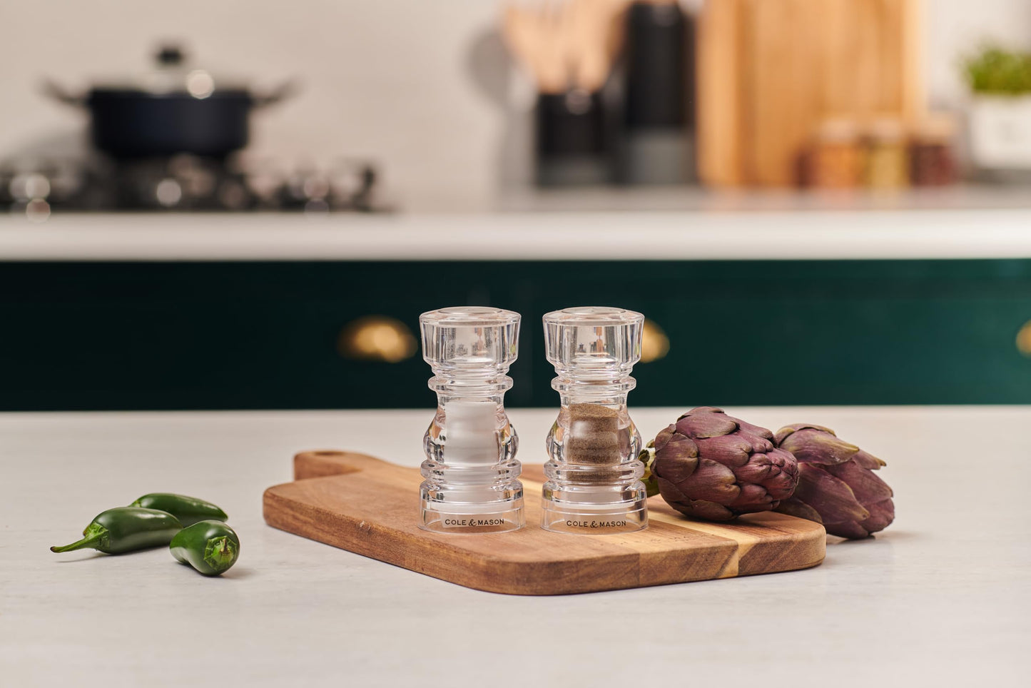Cole & Mason London 5" Acrylic – Durable Lightweight Seasoning Shaker for Salt, Pepper, or Spices – Easy to Refill & Clean – Clear Acrylic Body for Modern Look & Fill Visibility