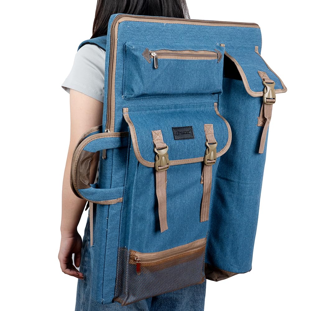 Transon Art Portfolio Case Artist Backpack Canvas Bag Large 26” x 19.5” Turquoise Green