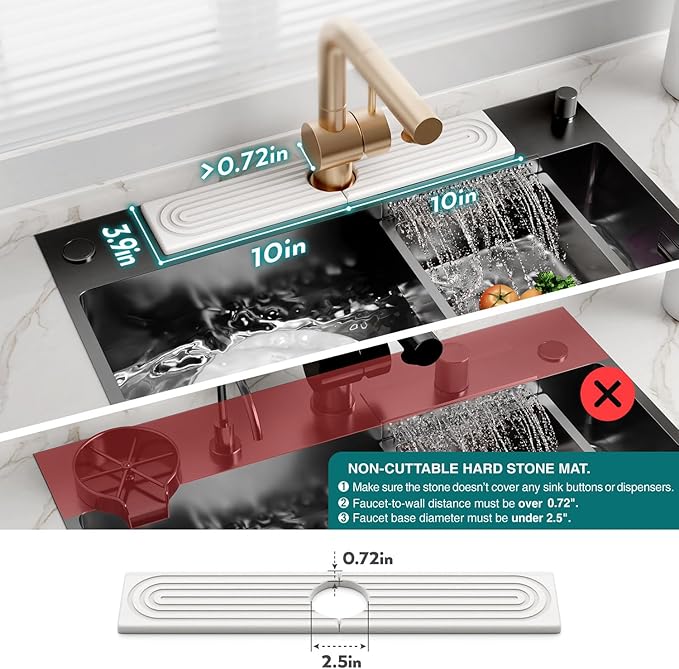 Stone Faucet Mat for Kitchen Sink – Diatomite Drying Stone Mat & Sink Protector