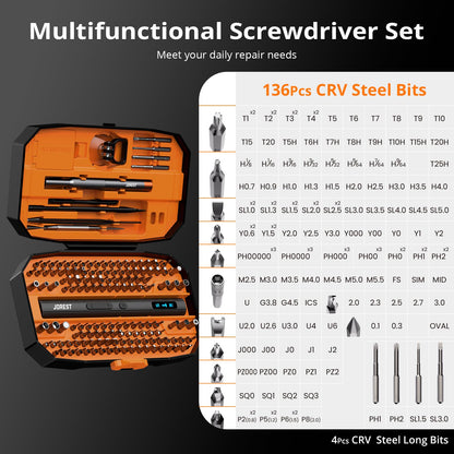 JOREST 155 in 1 Mini Electric Screwdriver Cordless, Rechargeable Precision Power Screwdriver Set, Gifts for Men, Magnetic Repair Tool Kit for iPhone, PC, Laptop, MacBook, PS5, Xbox, Glasses, Watches