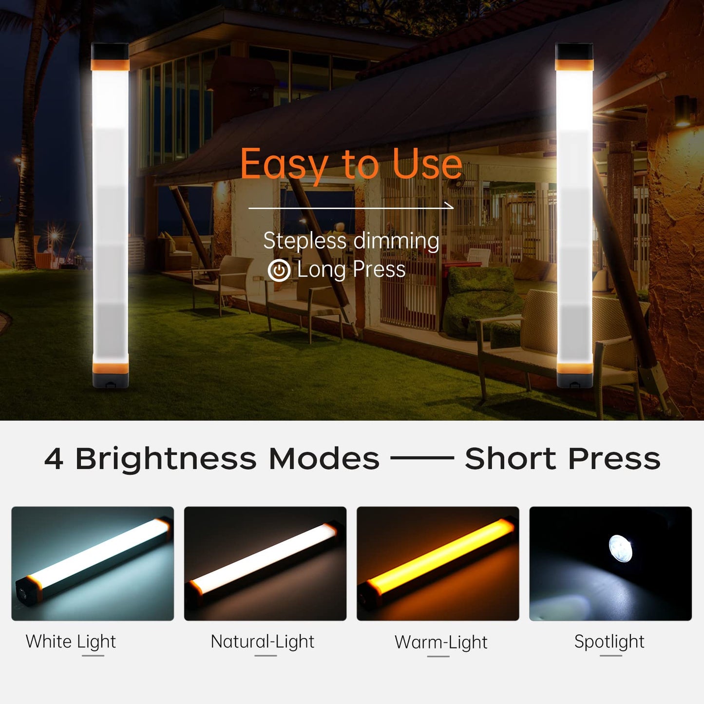 Camping Light, LETOUR Rechargeable Magnetic Light 4 Modes Tent Light USB Rechargeable Camping Lantern, 1200mAh 2000Lumens Power Bank Emergency Light for Outdoor Camping, Power Outage