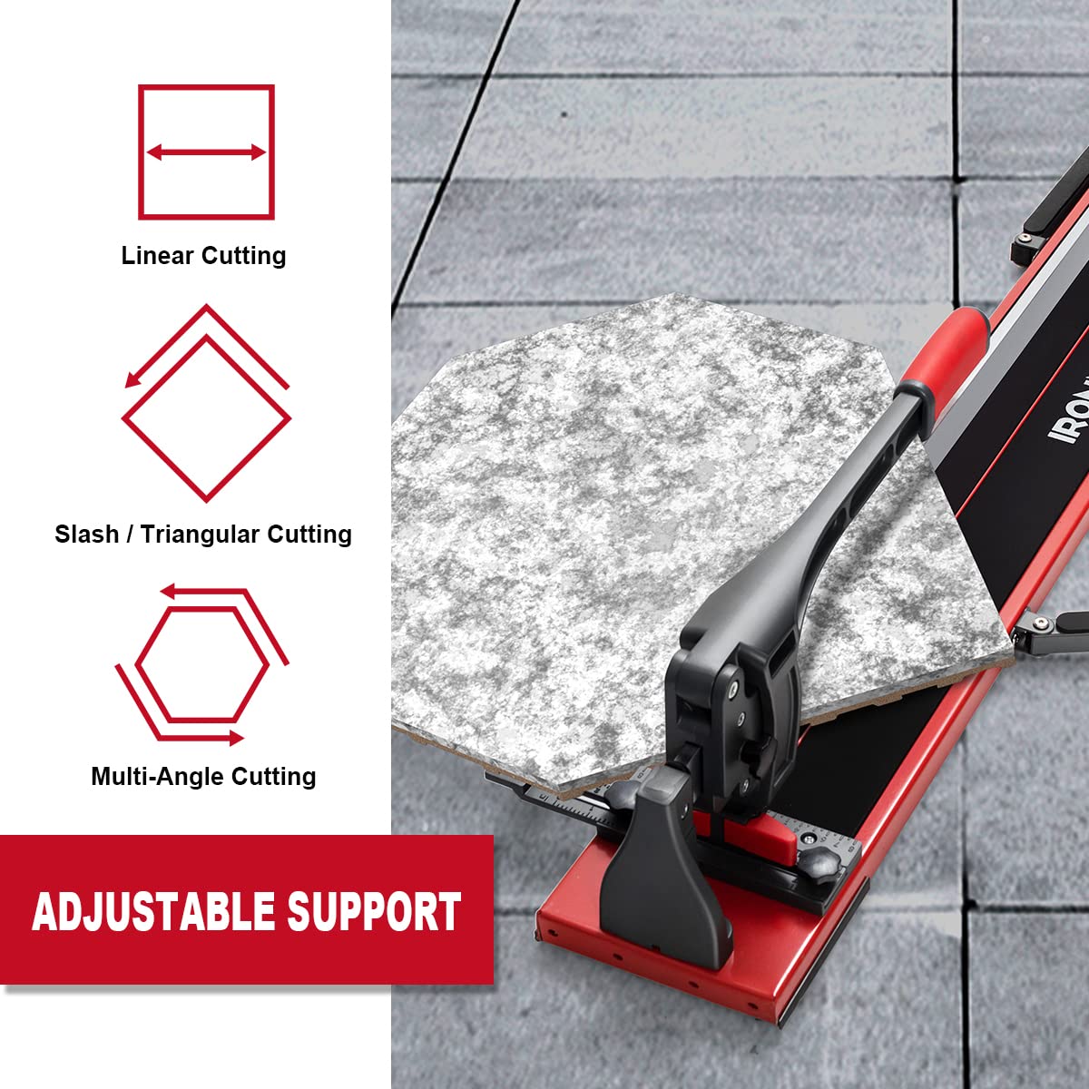 ERGOMASTER Manual Tile Cutter 48 Inch with Ergonomic Handle & Tungsten Carbide Cutting Wheels, Porcelain Ceramic Floor Tile Cutter with Anti-Skid Feet and Removable Scale （48 Inches）