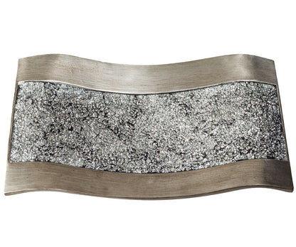 Creative Scents Schonwerk Silver Centerpiece for Dining Room - Crackled Mosaic Design Decorative Tray - Home Decor - Coffee Table Decorations Centerpiece for Dining/Living Room - Great Gift Idea